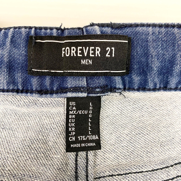 Forever 21 Mens Large Blue Stretch Joggers Comfort Athleisure Denim Look - Picture 6 of 14